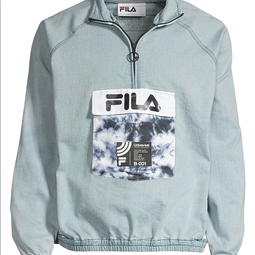 FILA Men's Archive Denim Top In Denim Tie Dye